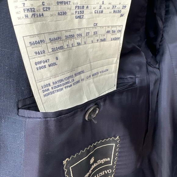 Ermenegildo Zegna Blazer Lapel Collar Buttoned Long Sleeve Black Size 44S - Picture 6 of 10